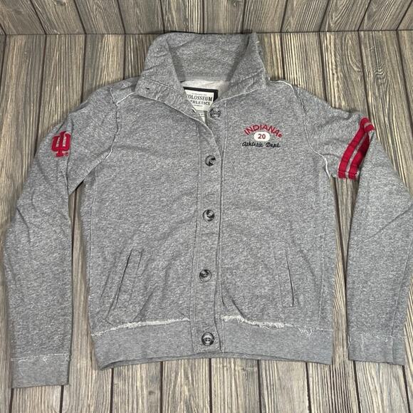 Colosseum IU Indiana Hoosiers Athletic Button Up Sweatshirt Cardigan M Varsity - Picture 1 of 8